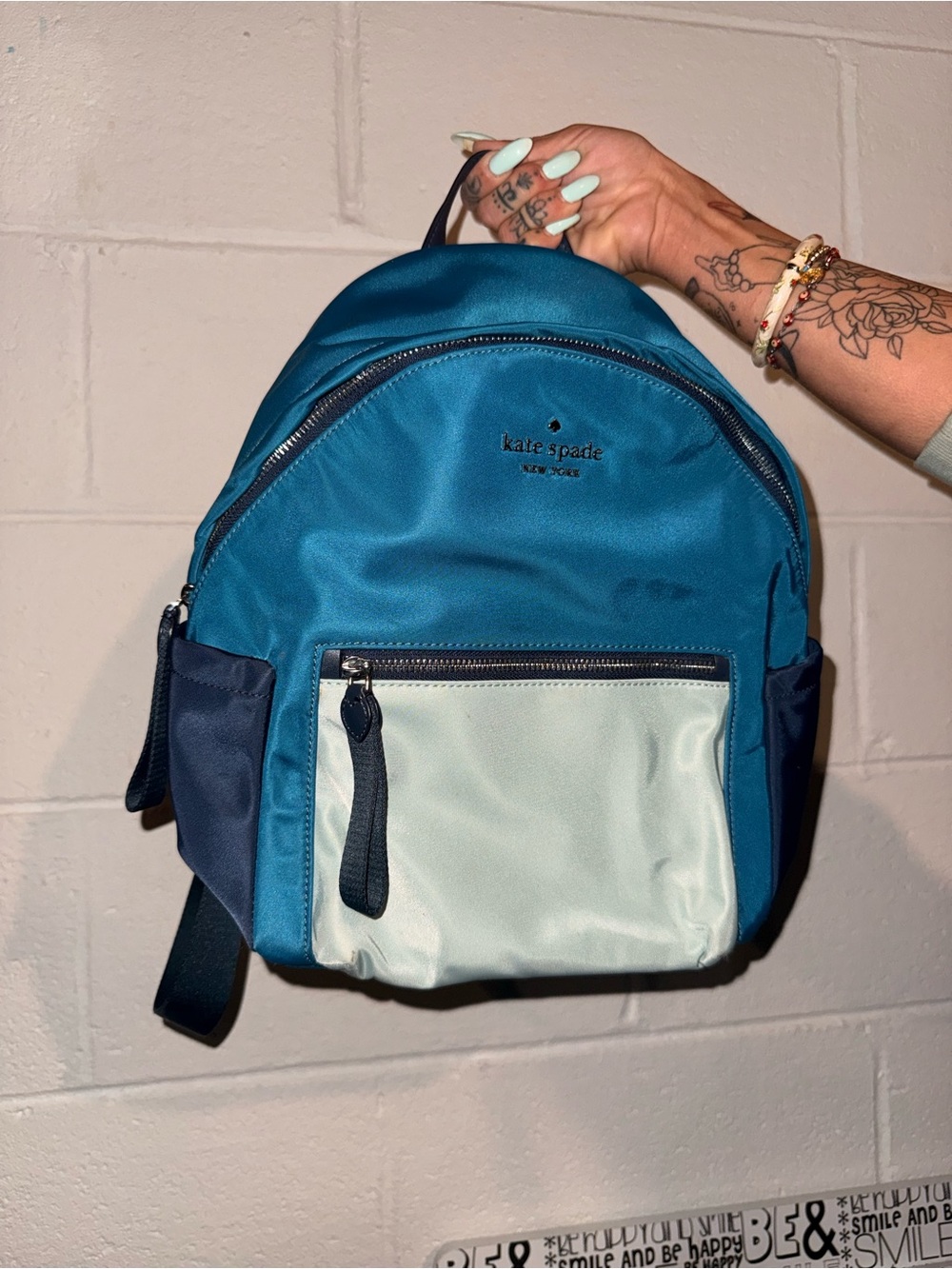 kate spade Teal & Light Blue Nylon Mini Backpack